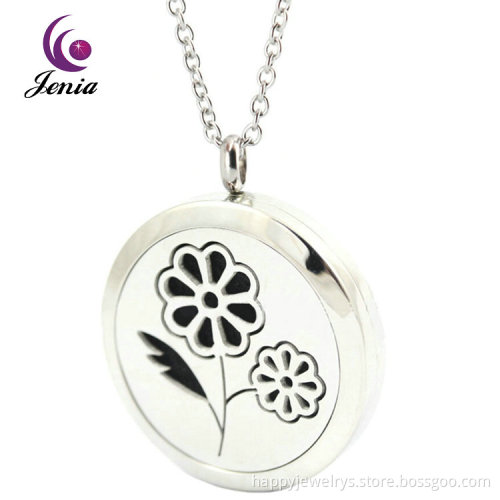 Jenia Popular Colorful Flower Style Stainless Steel Essential Oil Diffuser Perfume Necklace Pendant